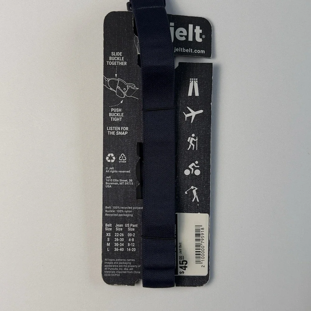 Jelt Belt No Show Elastic Stretch Belt For Men & Women Eco Friendly Blue Size XS